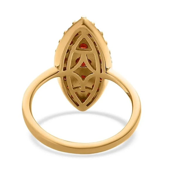 Natural Garnet Elongated Ring in Vermeil Yellow Gold Over 925 Sterling Silver - Picture 6 of 7